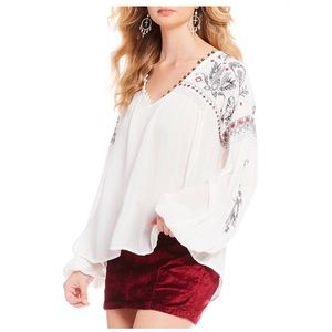 NWT Free People Rock It Tonight Embroidered Blouse